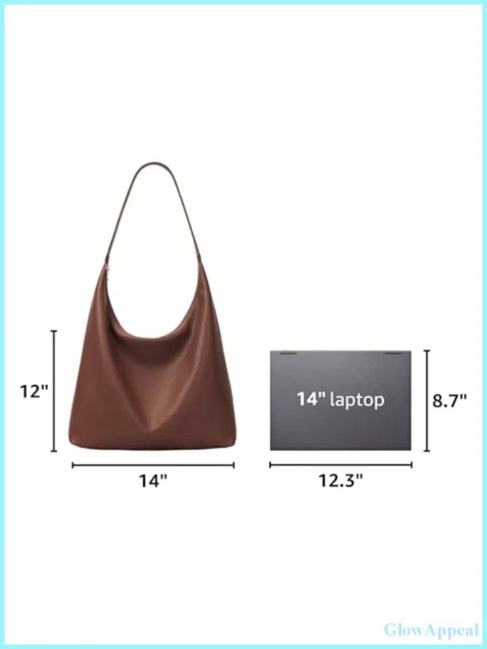 Vegan Leather Slouchy Hobo Tote Bag with Zipper Pockets